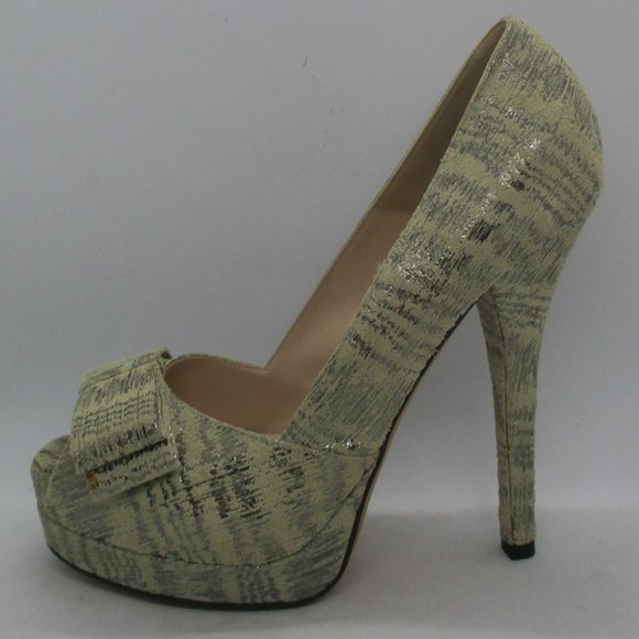 FENDI Peep Toe Stiletto Heel Pumps Snakeskin Pattern Size EU 39.5 US 8.5 Measure - Picture 1 of 13